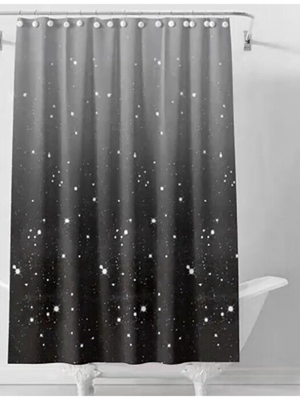 TIKABC Gray Shower Curtain Liner, 4G PEVA Shower Liner, Night Sky New